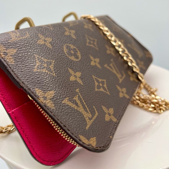 louis-vuitton wallet women authentic Brown Monogram with pink and